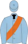 Light blue, orange sash