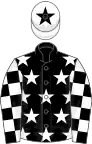 Black, White stars, checked sleeves, White cap, Black star