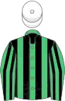 Emerald Green and Black stripes, White cap