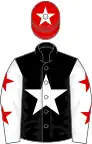 Black, white star, white sleeves, red stars, red cap, white star