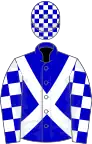 Blue, white cross-belts, checked sleeves and cap