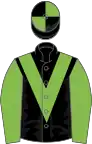 Black, light green chevron and sleeves, quartered cap