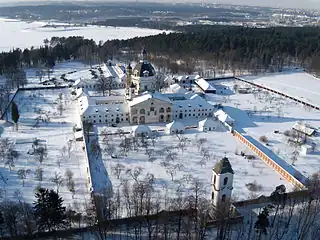 Monastery and heath aerial view