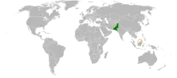 Map indicating locations of Pakistan and Brunei