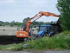 Peat extraction in strip next to a reed bed