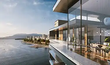 A 3-D rendering of a penthouse