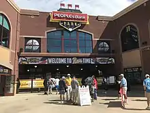 Fans line up outside WellSpan Park prior to a game in September 2019