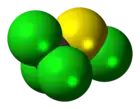 Space-filling model of the perchloromethyl mercaptan molecule