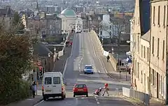 The A85 crossing Perth Bridge between Perth and Bridgend, looking west from Bridgend