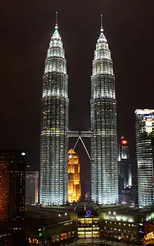 At night from twenty-ninth floor of the Traders Hotel