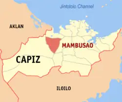 Map of Capiz with Mambusao highlighted