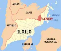 Map of Iloilo with Lemery highlighted