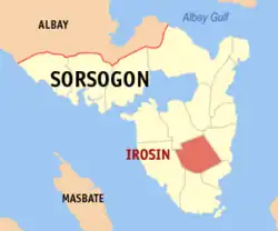 Map of Sorsogon with Irosin highlighted