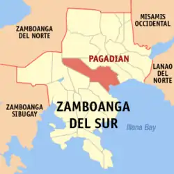 Map of Zamboanga del Sur with Pagadian highlighted