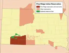 map of Pine Ridge Indian Reservation