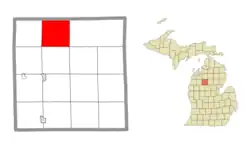 Location within Missaukee County and the state of Michigan