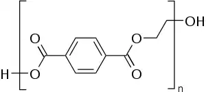 Strukturformel von Polyethylenterephthalat (PET)