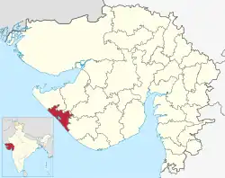 Location of Porbandar district in Gujarat