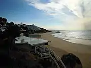 Looking along the beach towards the east