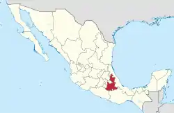 Location of Puebla State in Mexico