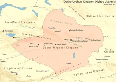 Territory of Qocho c. 1000.