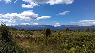 Fields of Rajca with Lake Prespa and Galičica mountains in background