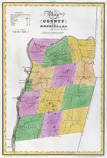 Map of Rensselaer County from 1829, showing the former Town of Greenbush. Note Village of Greenbush.