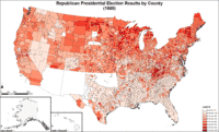 Map of Republican presidential election results by county