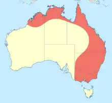 Map showing distribution of Rhadinosticta in eastern and northern Australia