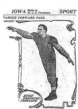 Image 131906 St. Louis Post-Dispatch photograph of Brad Robinson, who threw the first legal forward pass and was the sport's first triple threat (from History of American football)