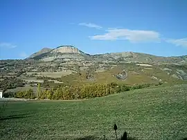 A view of La Rochette with Napoleon's Hat at 1,425 m (4,675 ft) and Puy de Manse at 1,646 m (5,400 ft)