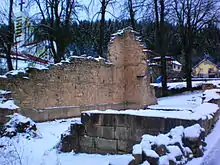 Ruins of church under snow