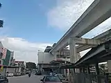 View of guideway and station from Courtyard building.