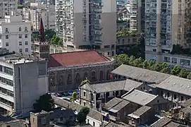 Bird's-eye view of the church