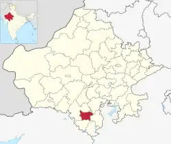 Location of Salumbar district in Rajasthan