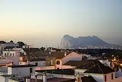 View of San Roque at dusk showing The Rock in the background