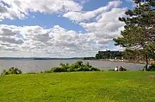 Grassy waterfront park