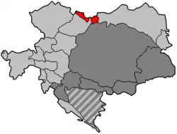 Austrian Silesia (shown in red) within Austria-Hungary until 1918