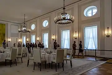 Dinner tables in the Great Hall