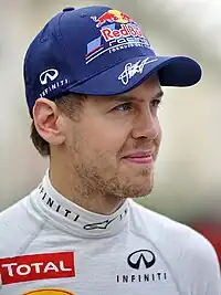 Sebastian Vettel wearing a hat