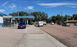 Looking northwest along Widefield Blvd. towards Fontaine Blvd.