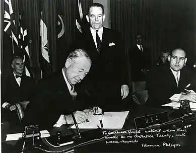 photograph of the US signing the Antarctic Treaty