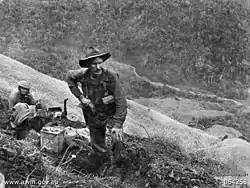 Two Australian soldiers on Shaggy Ridge on 21 January 1944