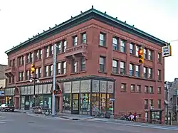 A building with original transom prisms for the shops