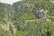 Old wooden trestle, White Pass and Yukon Route.