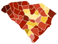 Image 16Map of South Carolina counties by racial plurality, per the 2020 U.S. census 
 

Non-Hispanic White  40–50%  50–60%  60–70%  70–80%  80–90%
Black or African American  40–50%  50–60%  60–70%  70–80% 
 (from South Carolina)