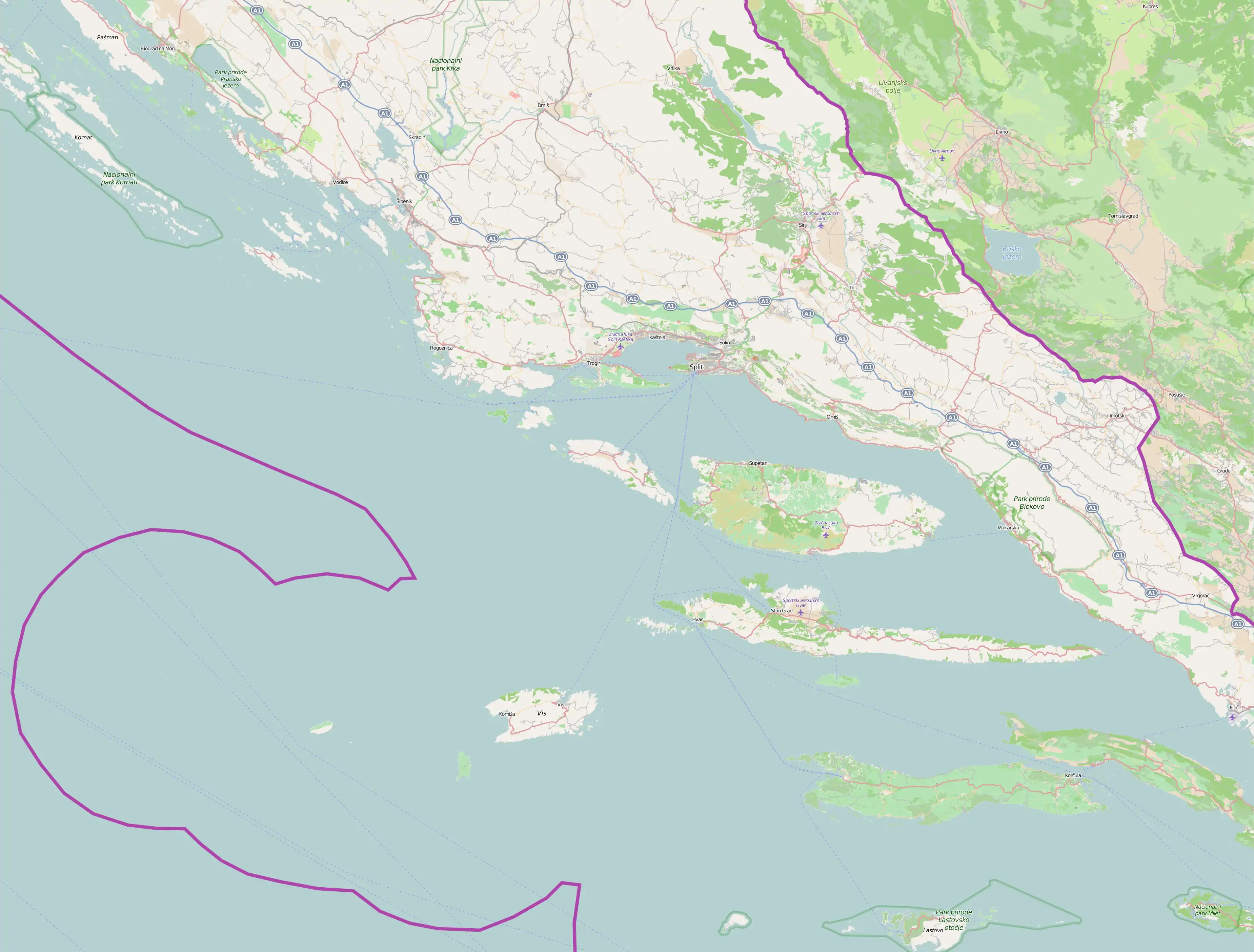 Arbanija is located in Split-Dalmatia County