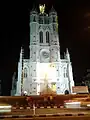 St. Joseph's cathedral at night from across the road