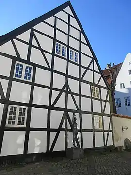 The gable of the rear wing viewed from the yard of Strandgade 30.