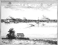 Sturgeon Bay, 1881; depicting different kinds of vessels